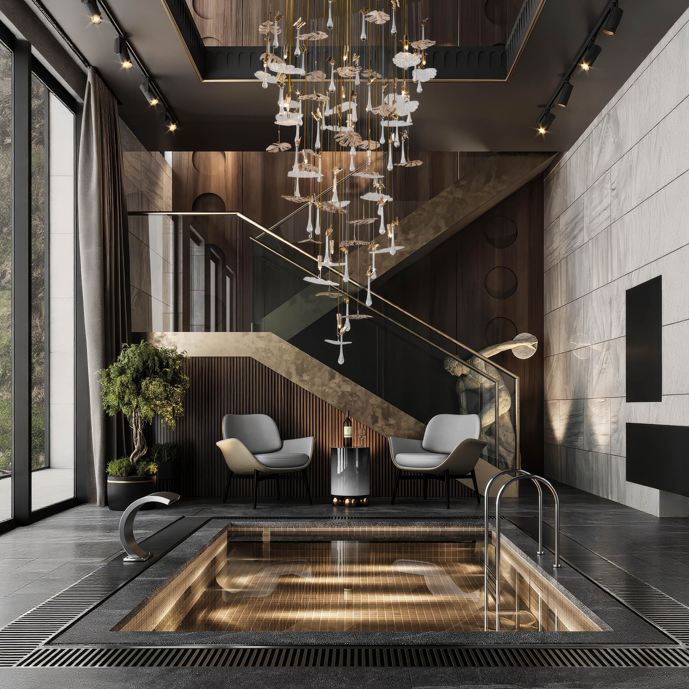 LEAVES WHISPER световая инсталляция (металл, стекло)