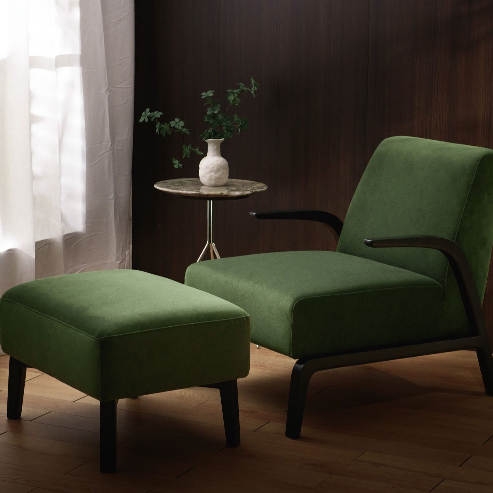 EMERALD кресло с пуфом