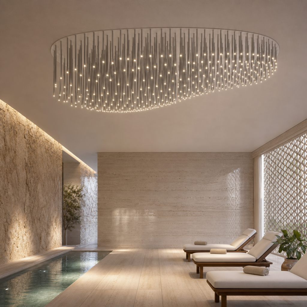 Световая инсталляция Linea Cascade в wellness-пространстве