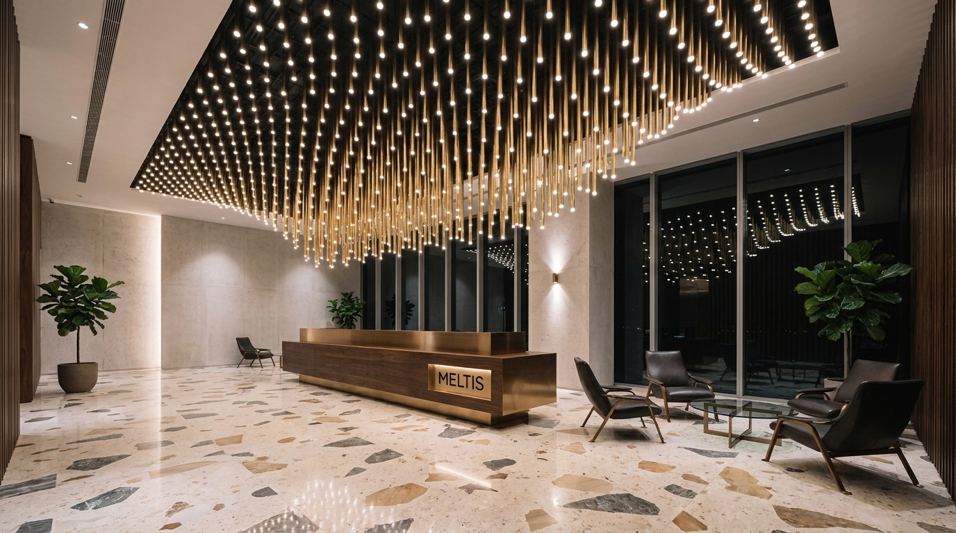 Инсталляция Linea Cascade в зоне ресепшен